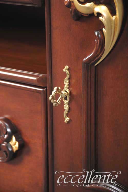 イタリア製 TVボード ミネルヴァ ウォールナット+ゴールドリーフ   TV board Minerva Walnut Finish+Gold Leaf｜LA-0016TN