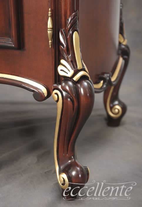 イタリア製 TVボード ミネルヴァ ウォールナット+ゴールドリーフ   TV board Minerva Walnut Finish+Gold Leaf｜LA-0016TN