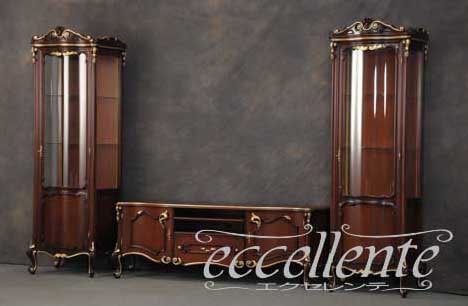 イタリア製 TVボード ミネルヴァ ウォールナット+ゴールドリーフ   TV board Minerva Walnut Finish+Gold Leaf｜LA-0016TN