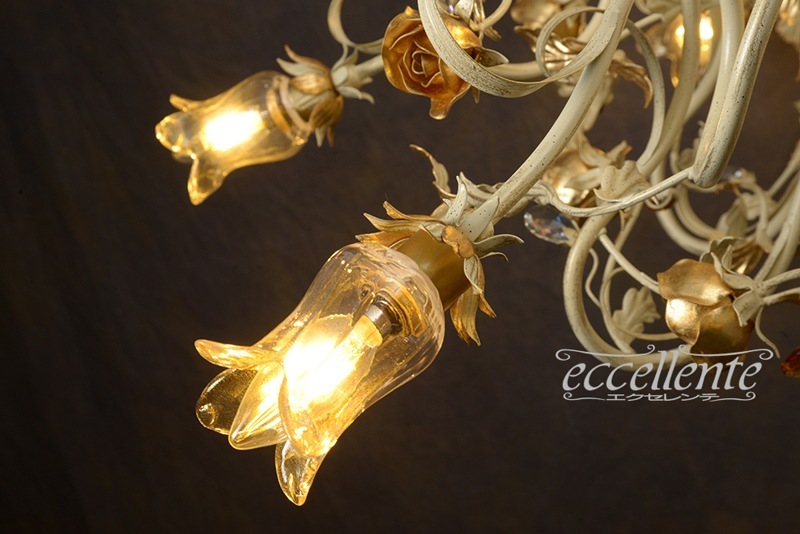イタリア製 シャンデリア 12灯 アイボリーゴールド Chandelier 12