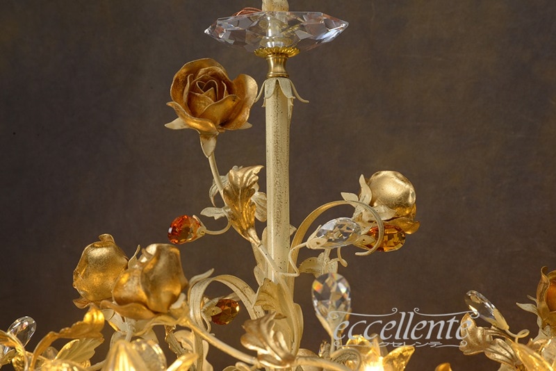 イタリア製 シャンデリア 12灯 アイボリーゴールド Chandelier 12