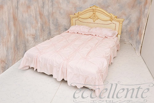 イタリア製 ベッドカバー3面 Imperiale Pink｜ Bedcover with ruffles on 3 sides / Imperiale Pink｜CH-B3462IP