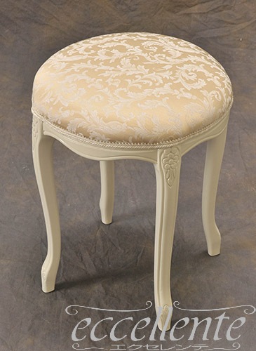 イタリア製 ラウンドスツール アイボリー仕上げ／RJベージュ｜Round stool Ivory/RJ Beige｜GP-60WF3B