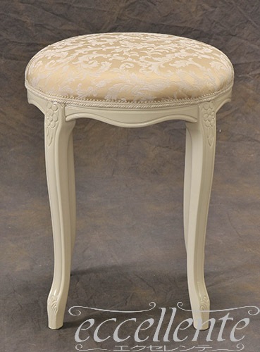 イタリア製 ラウンドスツール アイボリー仕上げ／RJベージュ｜Round stool Ivory/RJ Beige｜GP-60WF3B