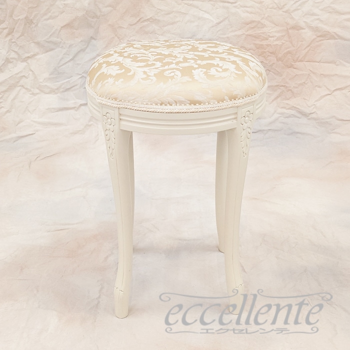 イタリア製 ラウンドスツール アイボリー仕上げ／RJベージュ｜Round stool Ivory/RJ Beige｜GP-60WF3B