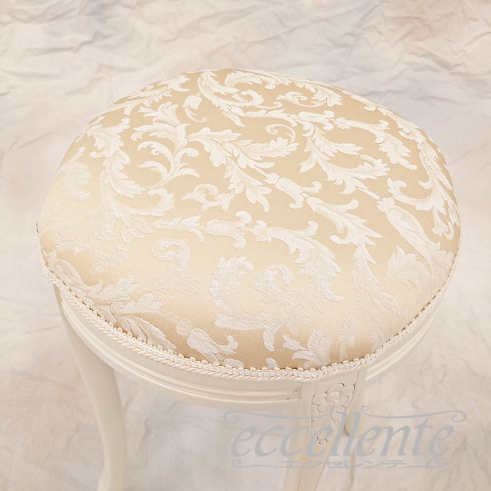 イタリア製 ラウンドスツール アイボリー仕上げ／RJベージュ｜Round stool Ivory/RJ Beige｜GP-60WF3B