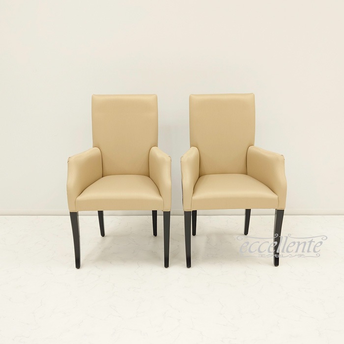 GP-042146AST イタリア製 アームチェアー ZIVA 革 アイボリー