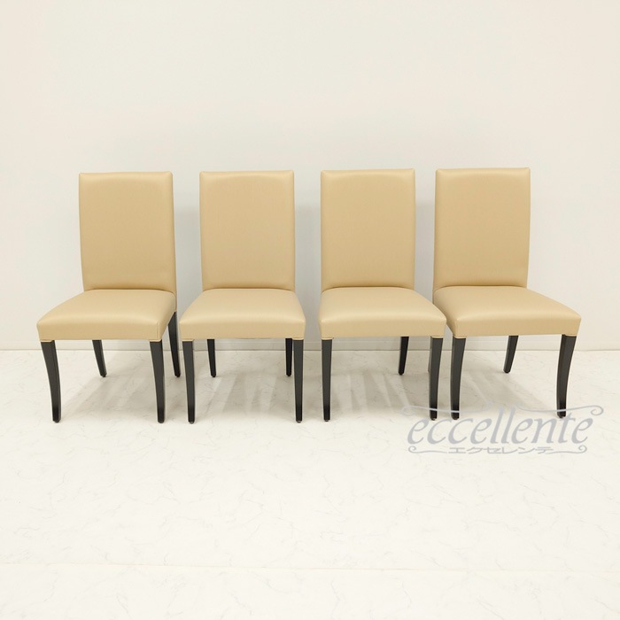 GP-042146DST イタリア製 ダイニングチェアー ZIVA 革 アイボリー