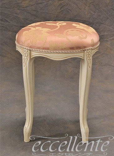 イタリア製 ラウンドスツール アンティークホワイト仕上げ／Rialto