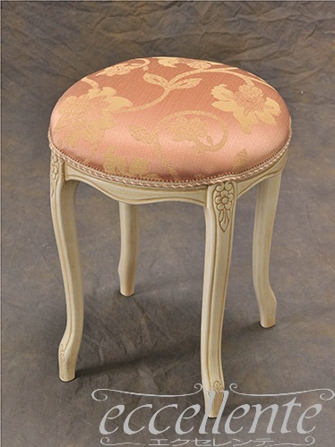 イタリア製 ラウンドスツール アンティークホワイト仕上げ／Rialto