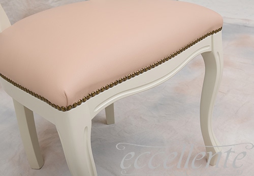 イタリア製 ダイニングチェア ジリオ アイボリー／革 ピンク Nude