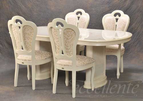 E7　イタリア製　オーバル型　ダイニングテーブル イタリア製 象がんオーバルダイニングテーブル 幅140cm 通販 - ディノス