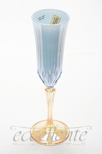 CA-107076BL イタリア製 フルートグラス　ブルー・アンバー<br> Flute glass / Blue&Amber