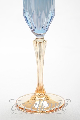 CA-107076BL イタリア製 フルートグラス　ブルー・アンバー<br> Flute glass / Blue&Amber