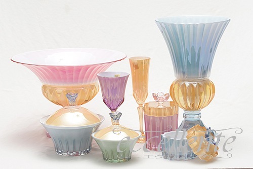 CA-107076BL イタリア製 フルートグラス　ブルー・アンバー<br> Flute glass / Blue&Amber