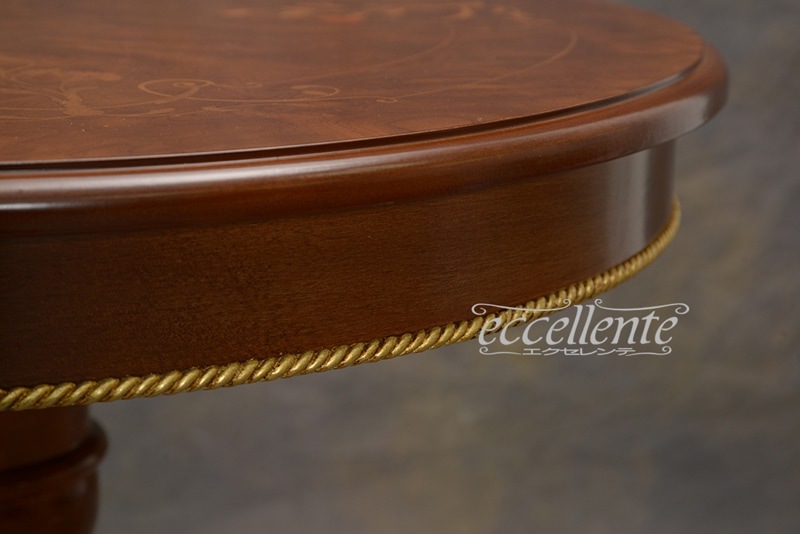 VN-1038/08G イタリア製 ダイニングテーブル 80φ 象嵌/ウォールナット