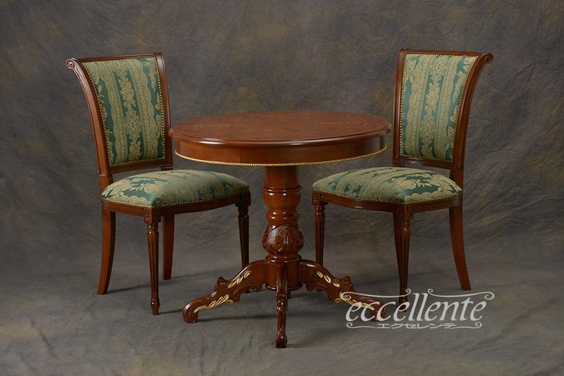 VN-1038/08G イタリア製 ダイニングテーブル 80φ 象嵌/ウォールナット