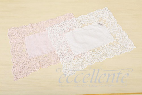 イタリア製 ランチョンマット 四角 レース囲み Corinzio PI｜Place mat square shaped with lace  / Corinzio PI｜CH-L2434CP