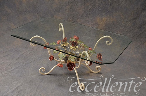 PS-69204TP イタリア製 ガラステーブル 角 ローズパステル Glass table squared/Rose Pastel