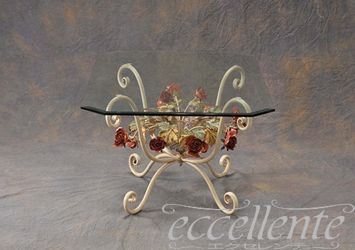 PS-69204TP イタリア製 ガラステーブル 角 ローズパステル Glass table squared/Rose Pastel