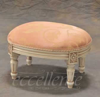 GP-179WAF3P イタリア製 オットマンスツール　アンティークホワイト仕上げ／Rialto ピンク<br>Ottoman stool Antique white/Rialto Pink