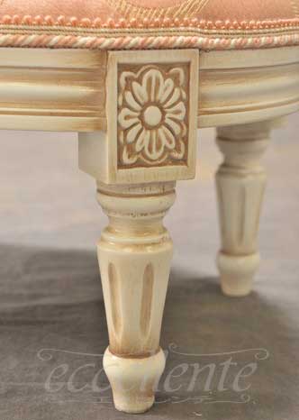 GP-179WAF3P イタリア製 オットマンスツール　アンティークホワイト仕上げ／Rialto ピンク<br>Ottoman stool Antique white/Rialto Pink