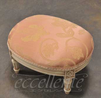 GP-179WAF3P イタリア製 オットマンスツール　アンティークホワイト仕上げ／Rialto ピンク<br>Ottoman stool Antique white/Rialto Pink