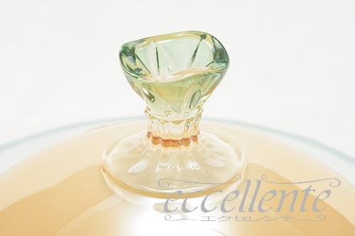 CA-BOXM16GR イタリア製 キャンディボックスM　グリーン・アンバー<br> Flute glass / Green&Amber