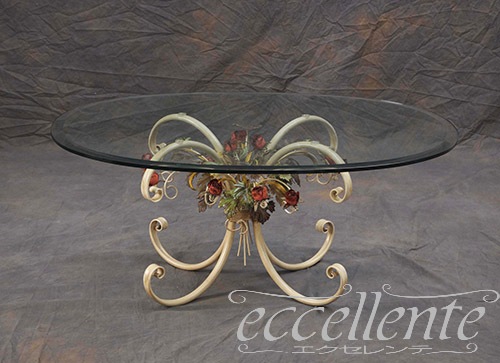 イタリア製 ガラステーブル 楕円 ローズパステル  Glass Table Oval/Rose Pastel｜PS-51004TP