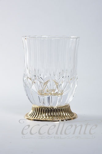 イタリア製 ボトル・グラス3点セット クリアー／ゴールド  Bottle and glasses/Clear&Gold｜OB-128B