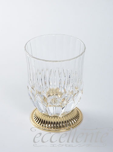 イタリア製 ボトル・グラス3点セット クリアー／ゴールド  Bottle and glasses/Clear&Gold｜OB-128B