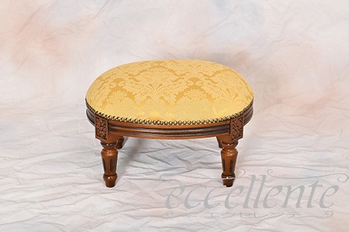 イタリア製 オットマンスツール ウォールナット仕上げ／Graceイエロー｜Ottoman stool Walnut Finish/Grace Yellow｜GP-179F2GRY