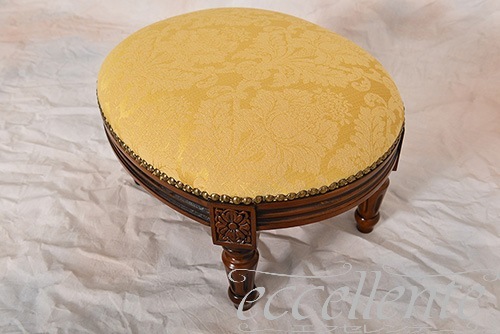 イタリア製 オットマンスツール ウォールナット仕上げ／Graceイエロー｜Ottoman stool Walnut Finish/Grace Yellow｜GP-179F2GRY