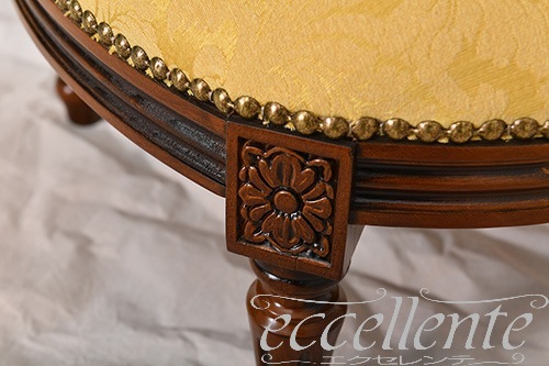 イタリア製 オットマンスツール ウォールナット仕上げ／Graceイエロー｜Ottoman stool Walnut Finish/Grace Yellow｜GP-179F2GRY