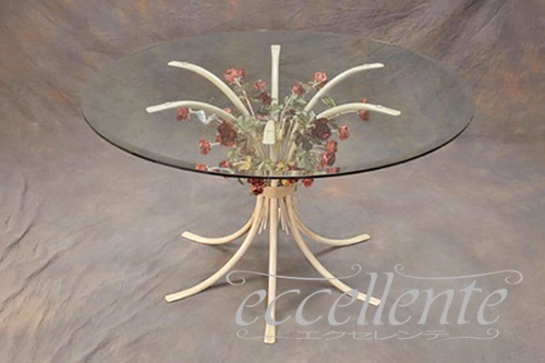 PS-54706TP イタリア製 ガラステーブル ローズパステル Glass table/Rose Pastel