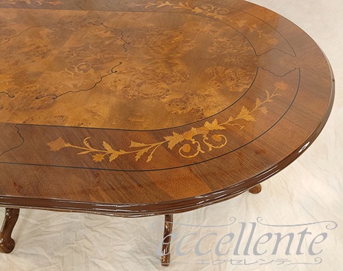イタリア製ダイニング5点セット 175 象嵌 茶 MG｜ Dining Set 175 Inlay Walnut Finish｜MS9039IN-GP413F3G