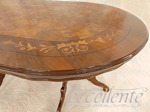 イタリア製ダイニング5点セット 175 象嵌 茶 MG｜ Dining Set 175 Inlay Walnut Finish｜MS9039IN-GP413F3G