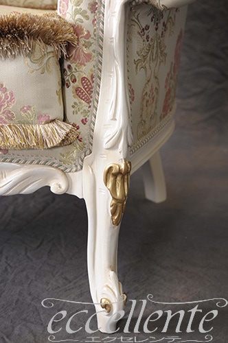 イタリア製 アームチェア グウェンダ アンティークホワイト+ゴールド｜GP-275/AWAG