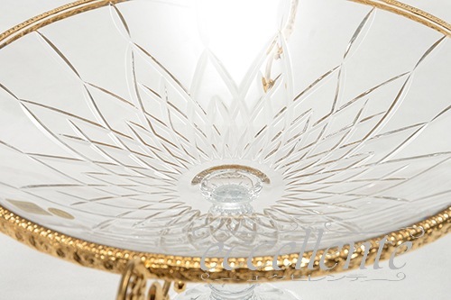 CA-CT11476C イタリア製 メタル付コンポート　クリアー<br> Compote with metal decoration / Clear