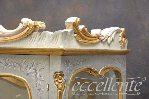 イタリア製 2ドアーグラスカップボード Blue デコレーション｜2 door glass cupboard｜AF-2053V