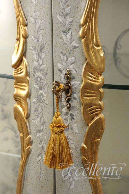 イタリア製 2ドアーグラスカップボード Blue デコレーション｜2 door glass cupboard｜AF-2053V