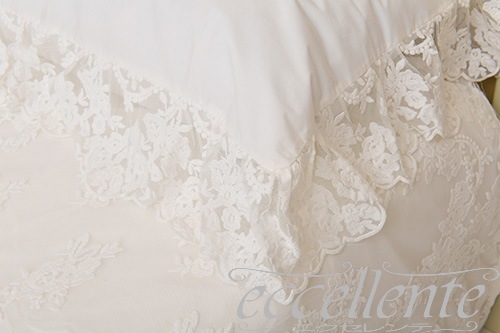 イタリア製 ピローケース レースフリル Versailles Ivory｜Pillow case with lace ruffles / Versailles Ivory｜CH-P3064VI