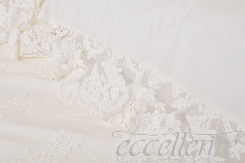 イタリア製 ピローケース レースフリル Versailles Ivory｜Pillow case with lace ruffles / Versailles Ivory｜CH-P3064VI