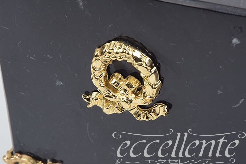 イタリア製 ティッシュボックス ブラック大理石／ゴールド Tissue box Black marble/Gold｜OB-304