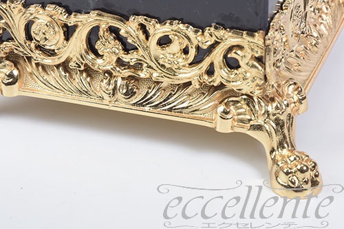 イタリア製 ティッシュボックス ブラック大理石／ゴールド Tissue box Black marble/Gold｜OB-304