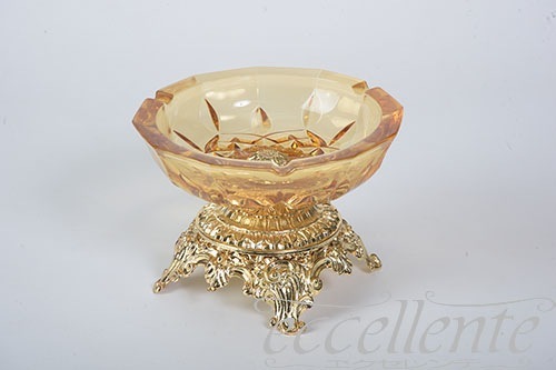 OB-017 イタリア製 アッシュトレイ　アンバー／ゴールド  Ashtray/Amber&Gold