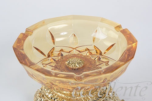 OB-017 イタリア製 アッシュトレイ　アンバー／ゴールド  Ashtray/Amber&Gold