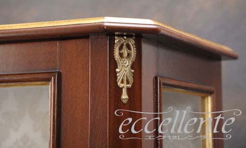イタリア製 2ドアキュリオ High ウォールナット+ゴールド｜2-door curio cabinet High/Walnut finish with gold｜IE-5118NO