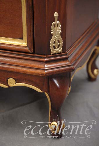 イタリア製 2ドアキュリオ High ウォールナット+ゴールド｜2-door curio cabinet High/Walnut finish with gold｜IE-5118NO