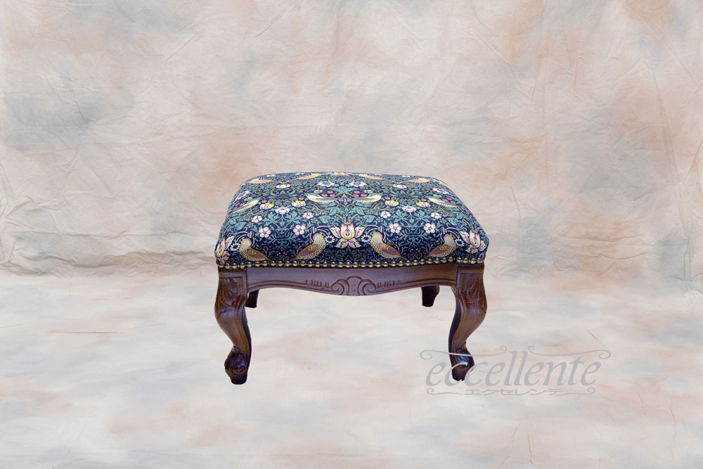 イタリア製オットマンスツール イチゴ泥棒グリーン ベストオブモリス